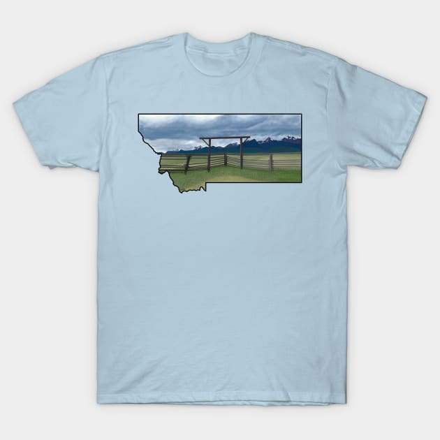 Montana - Mountain Storm Over the Old Corral T-Shirt by EcoElsa